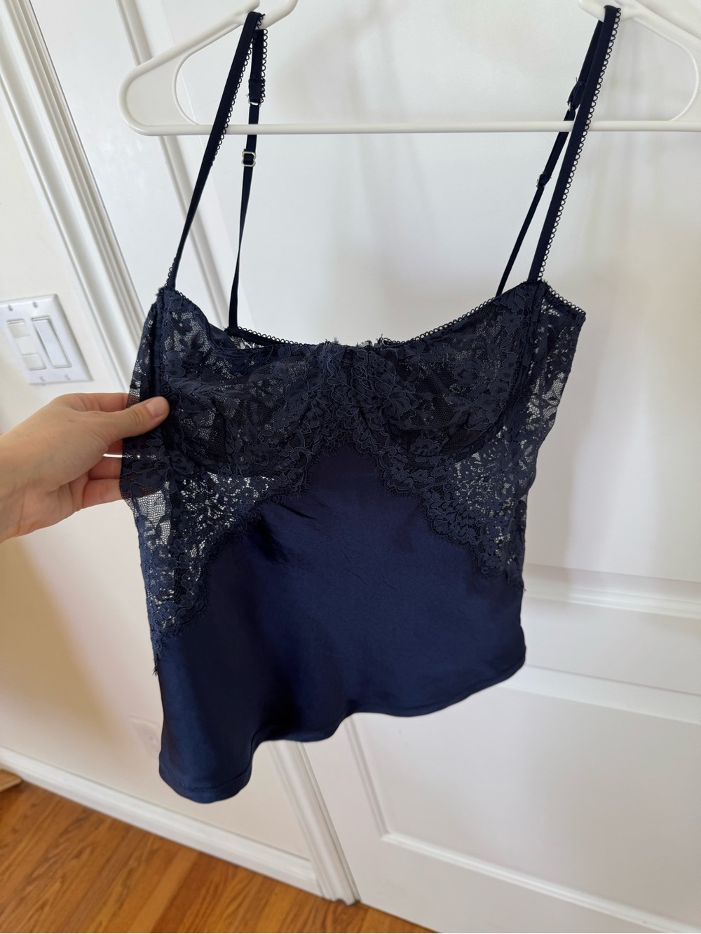 House of Cb Cecilie Navy Satin and Lace Top - Picture 4 of 7